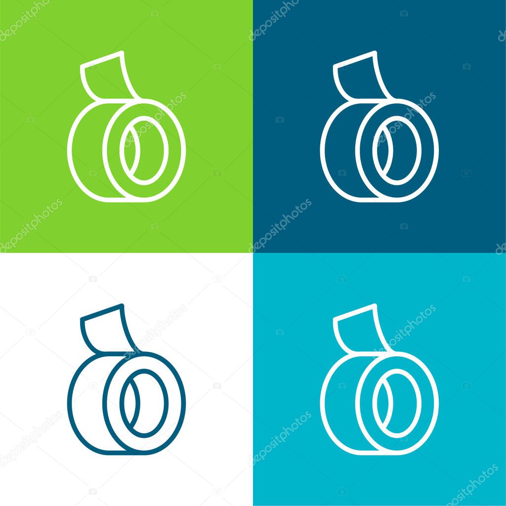 Adhesive Tape Flat four color minimal icon set