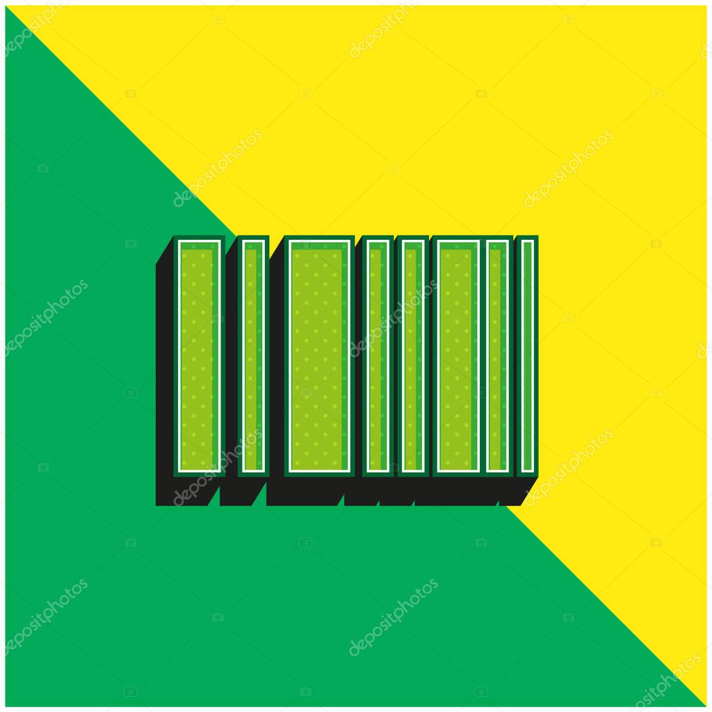 Barcode Green and yellow modern 3d vector icon logo