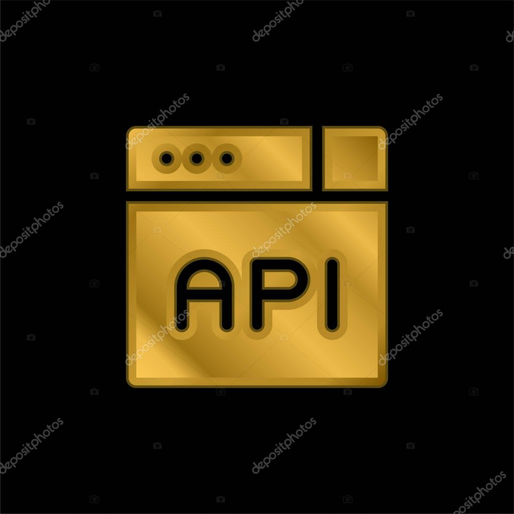 Api gold plated metalic icon or logo vector