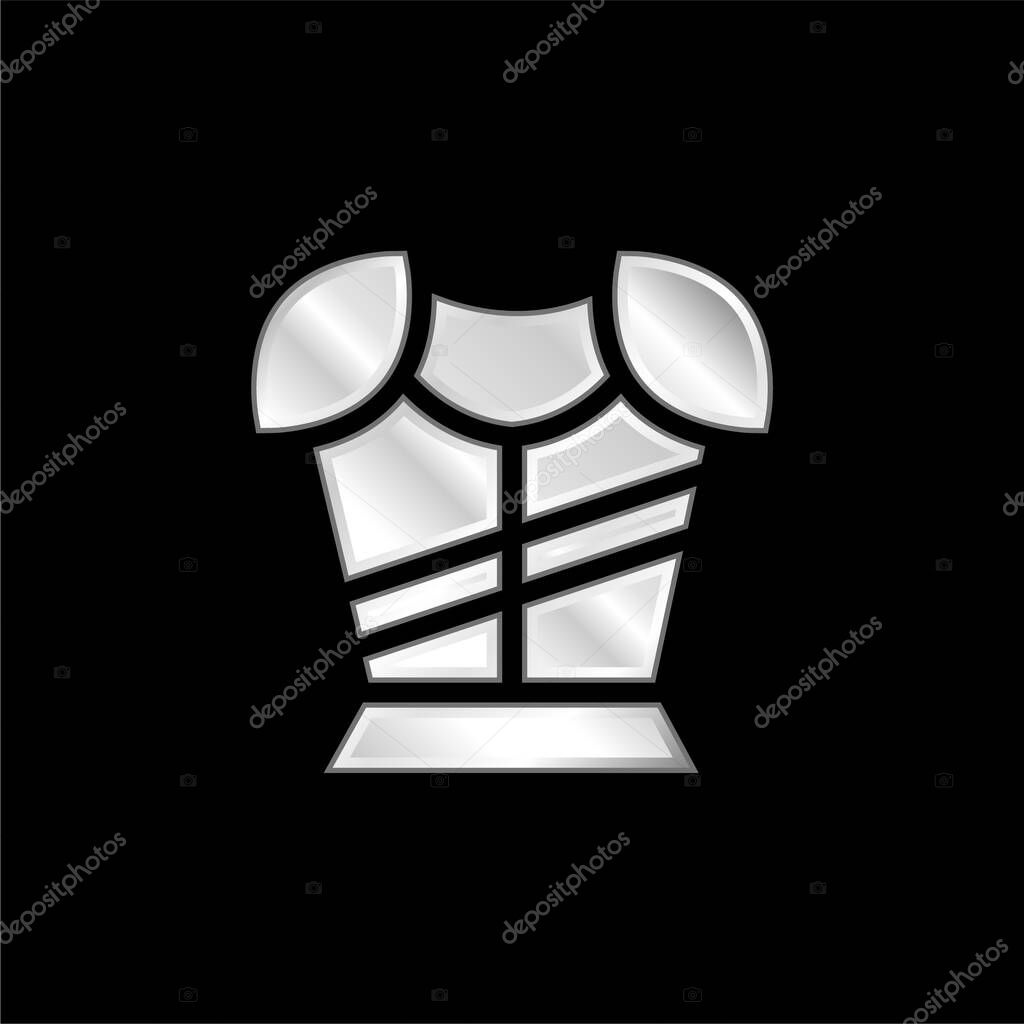 Armor silver plated metallic icon