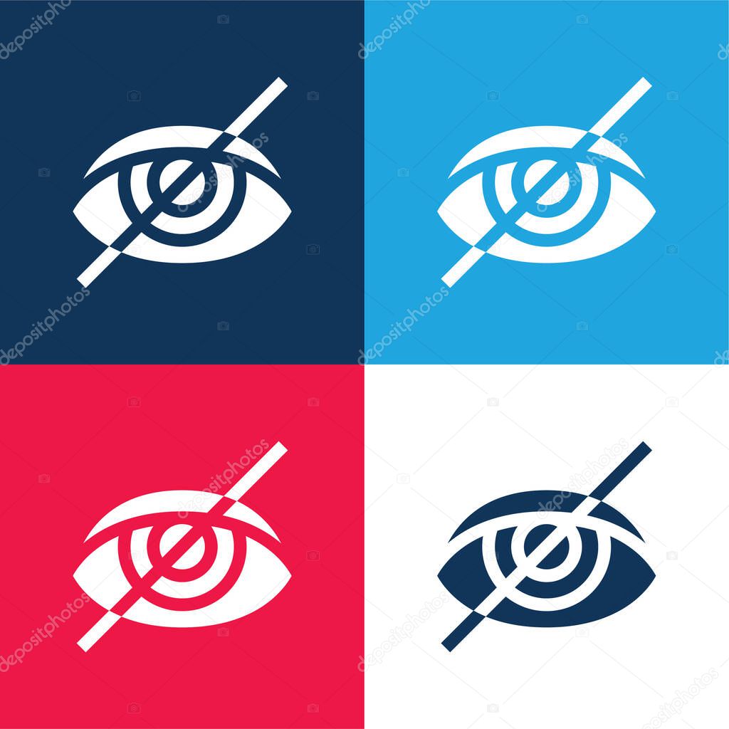 Blind blue and red four color minimal icon set
