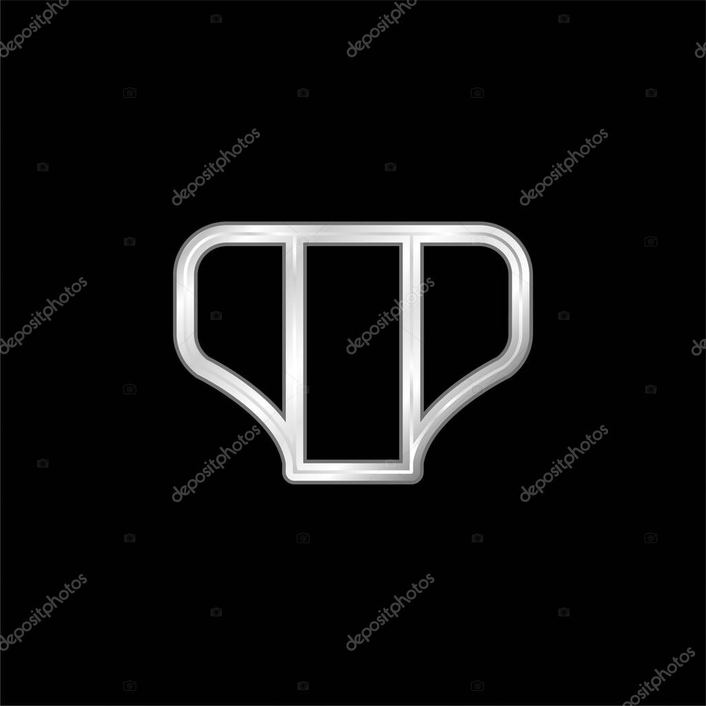 Baby Diaper Outline silver plated metallic icon