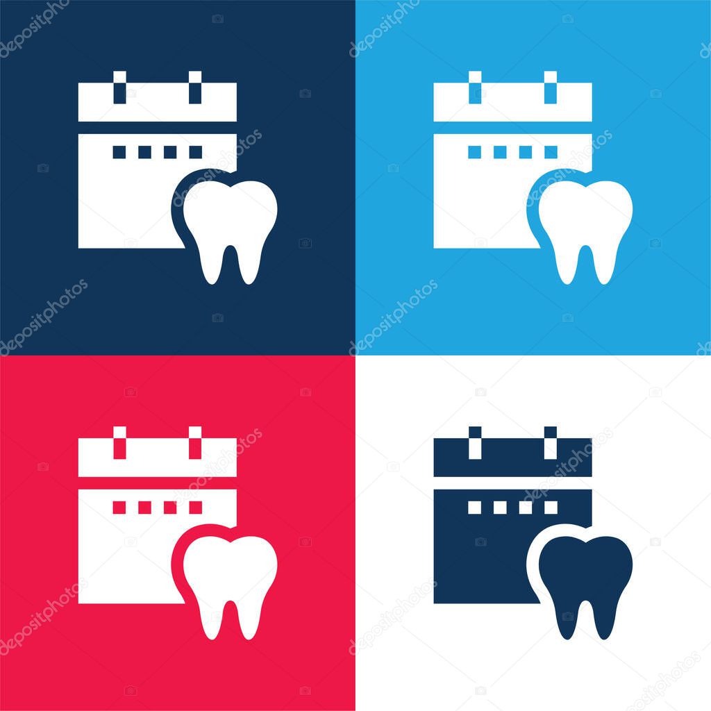 Appointment blue and red four color minimal icon set