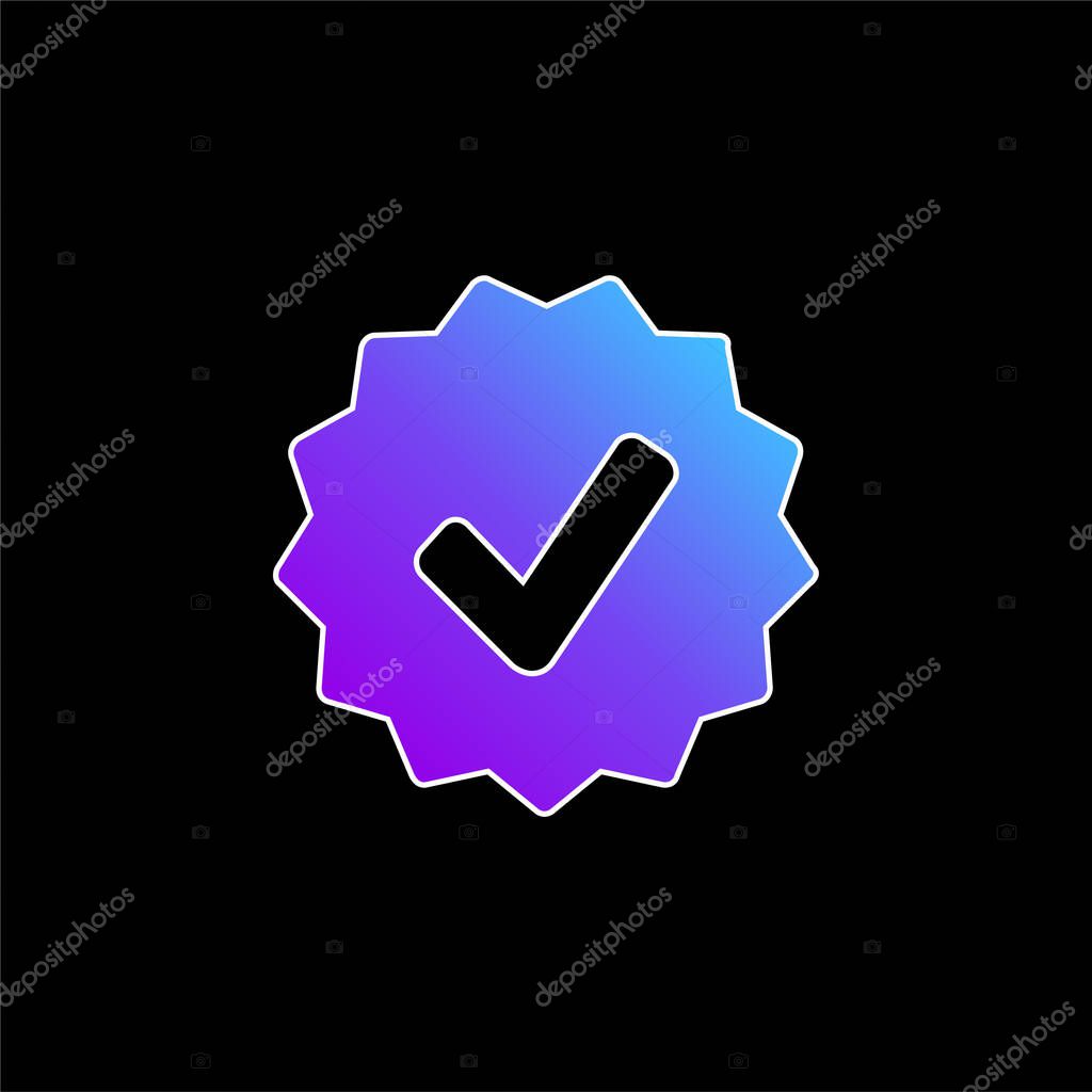 Approval Symbol In Badge blue gradient vector icon