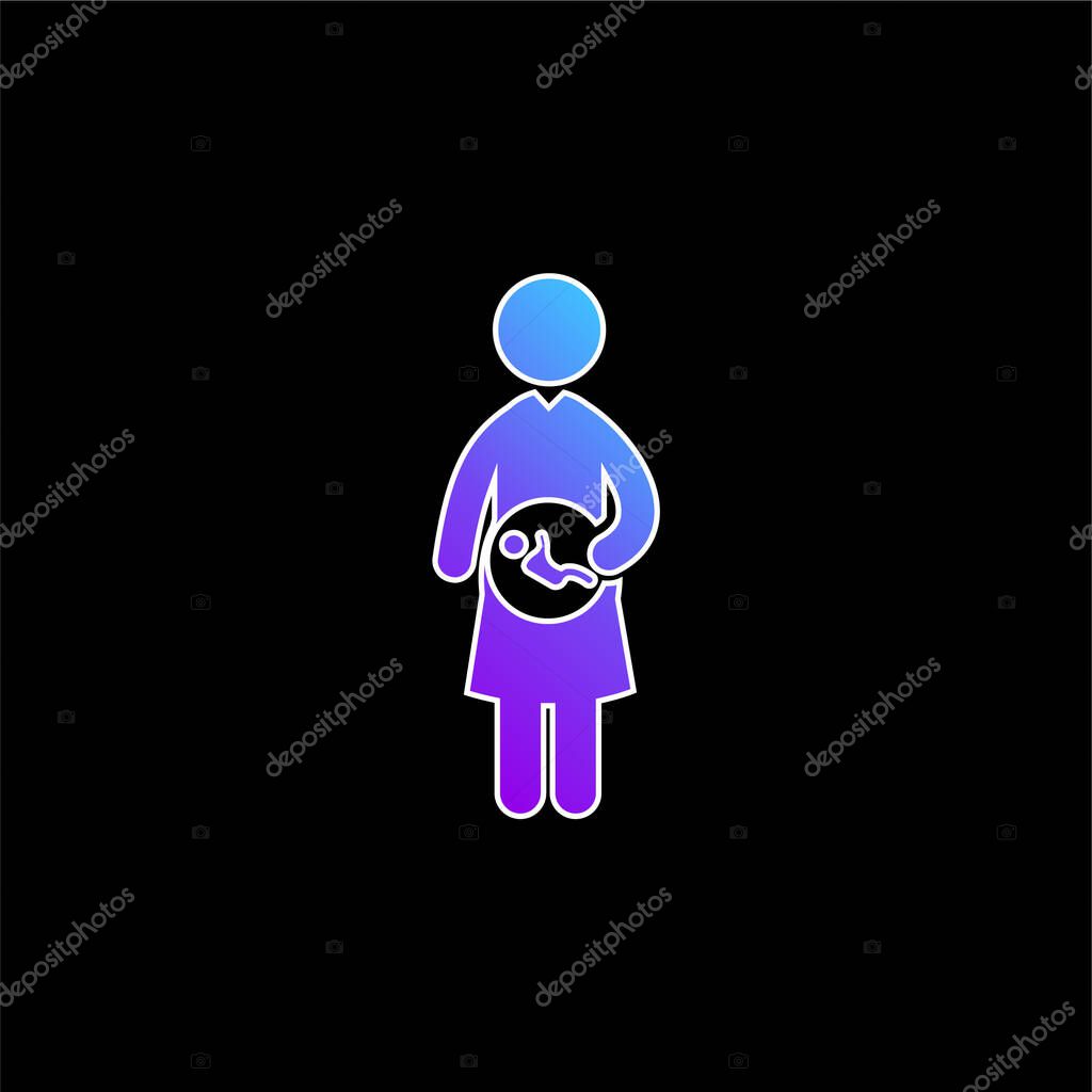 Baby In Mother Uterus blue gradient vector icon