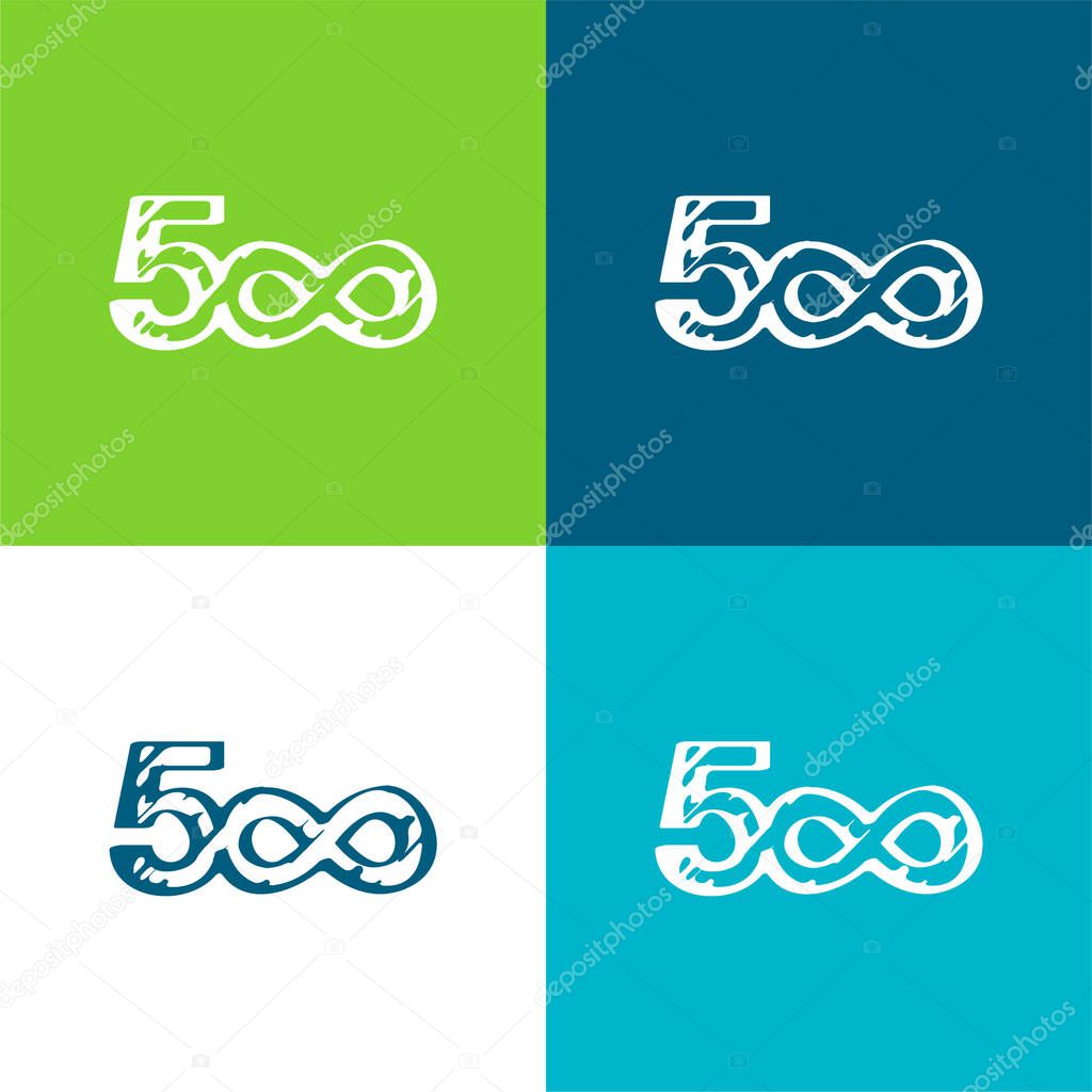 500 Sketched Social Logo With Infinite Symbol Flat four color minimal icon set