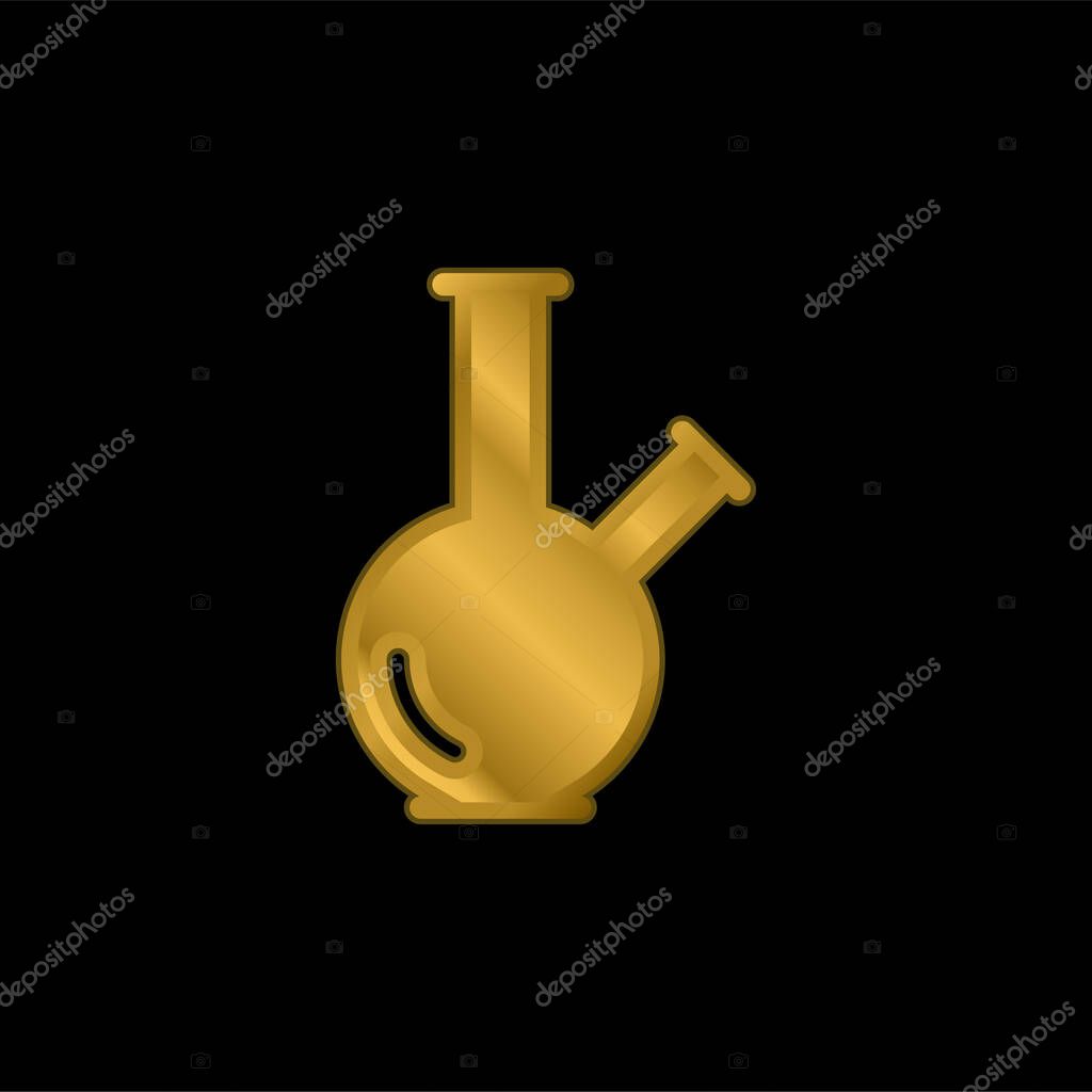 Bong gold plated metalic icon or logo vector