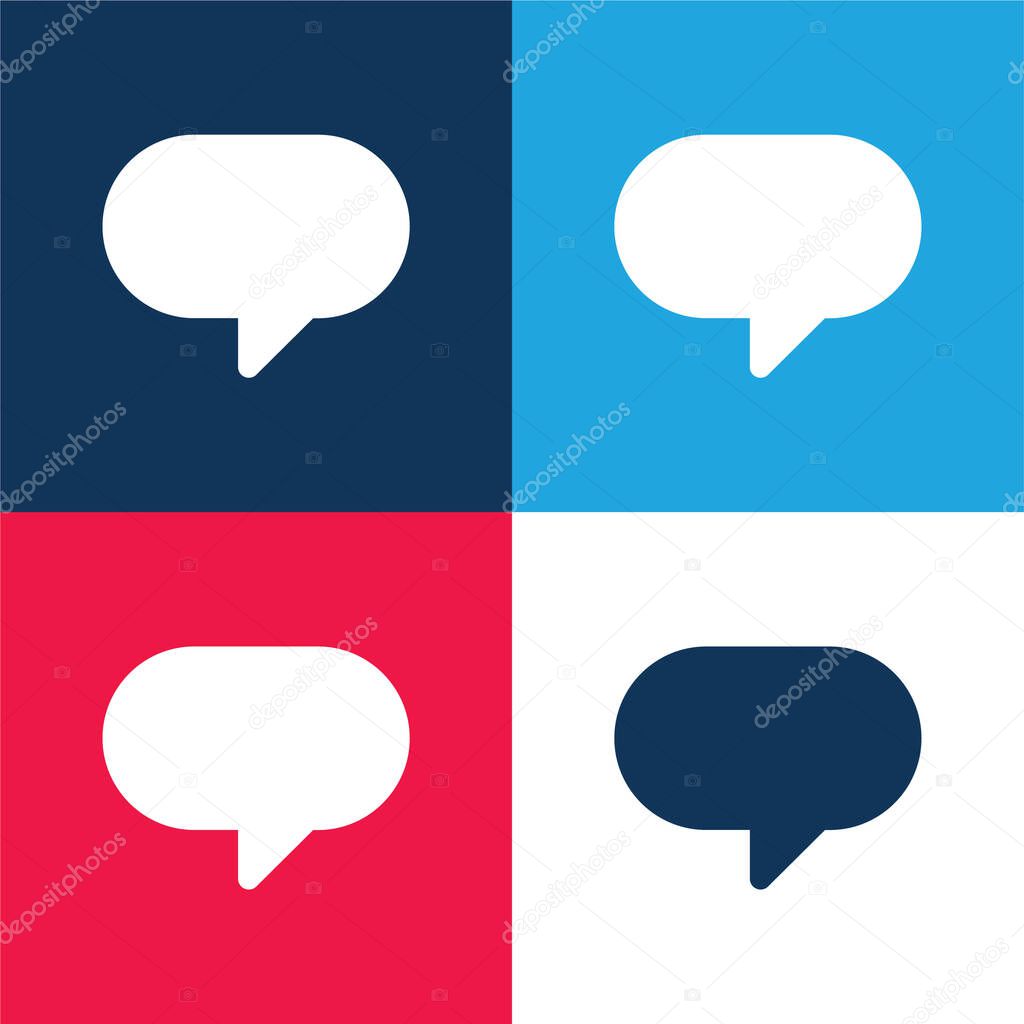 Blank Speech Bubble blue and red four color minimal icon set