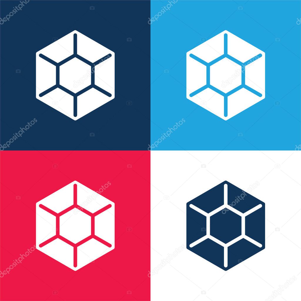 Big Diamond blue and red four color minimal icon set