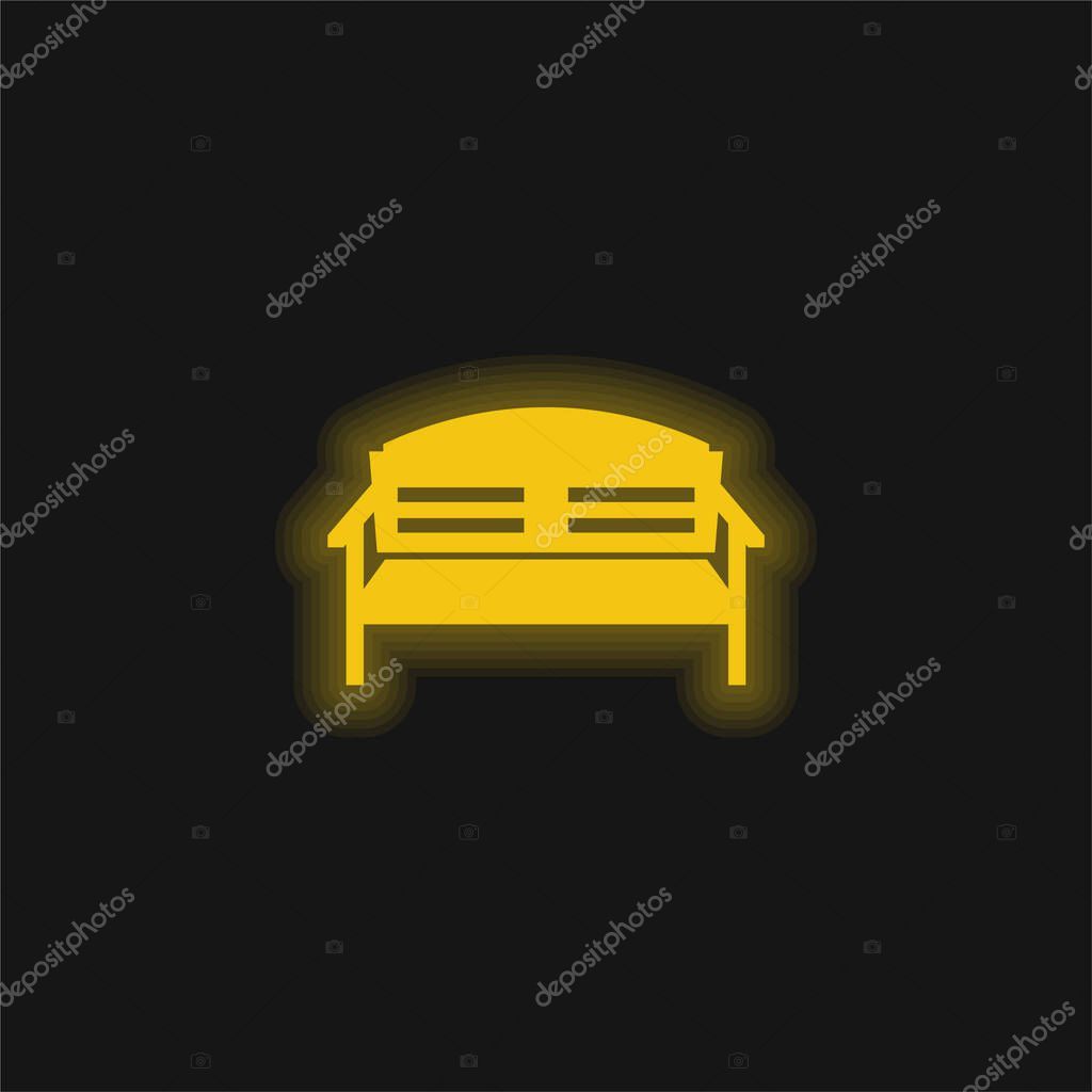 Bench yellow glowing neon icon