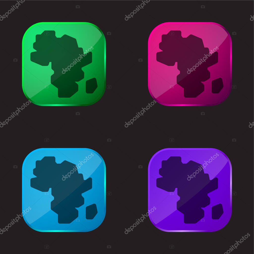 Africa four color glass button icon