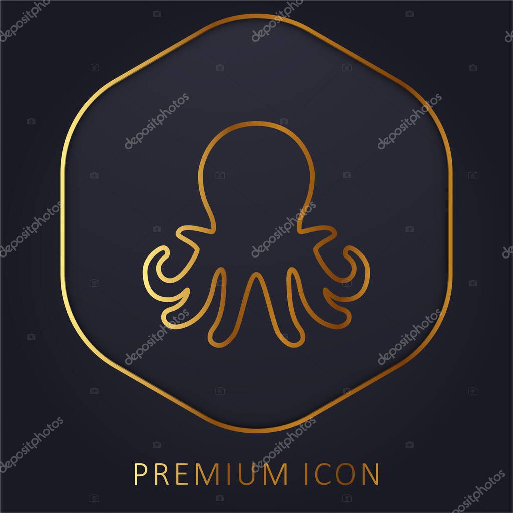 Aquarium Octopus golden line premium logo or icon
