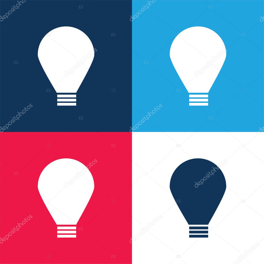 Big Light Bulb blue and red four color minimal icon set