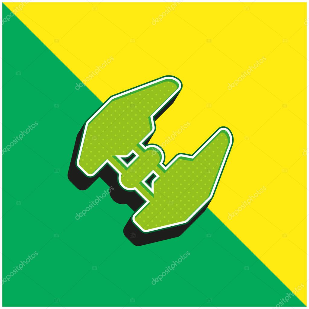 Attack Plane Green and yellow modern 3d vector icon logo