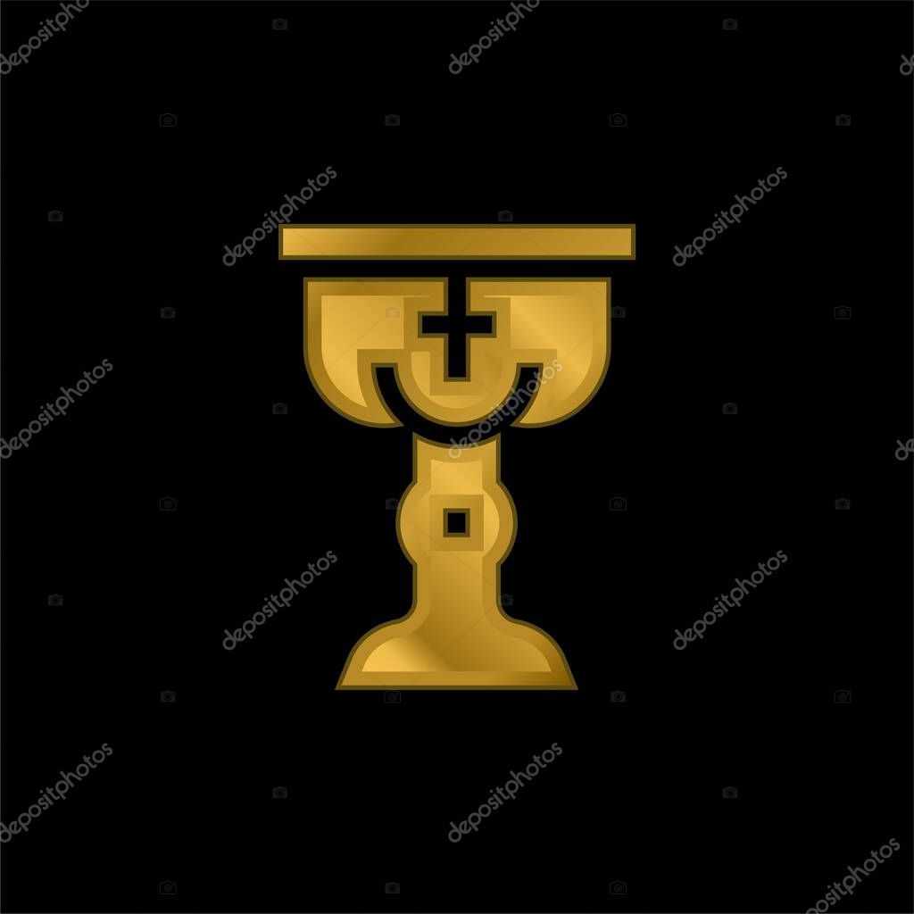 Baptism gold plated metalic icon or logo vector