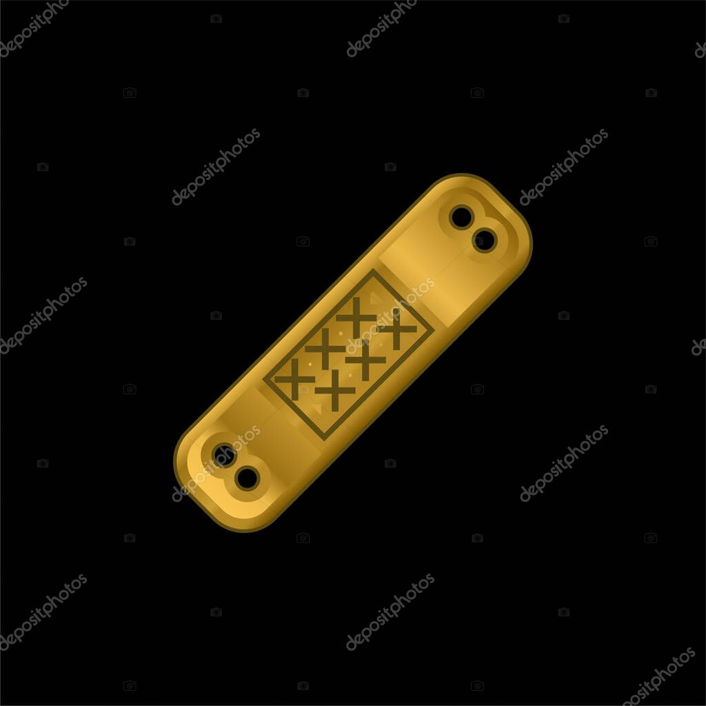 Band Aid gold plated metalic icon or logo vector