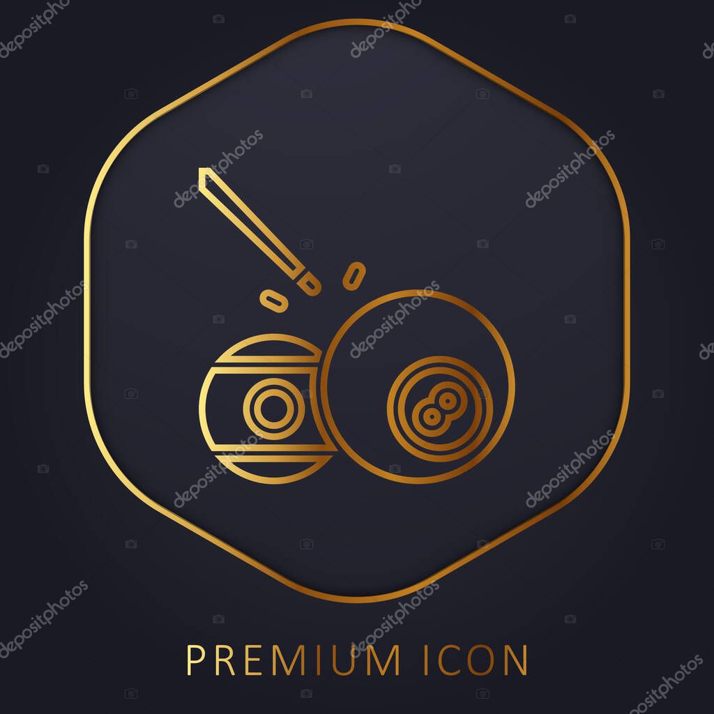 Ball Pool golden line premium logo or icon