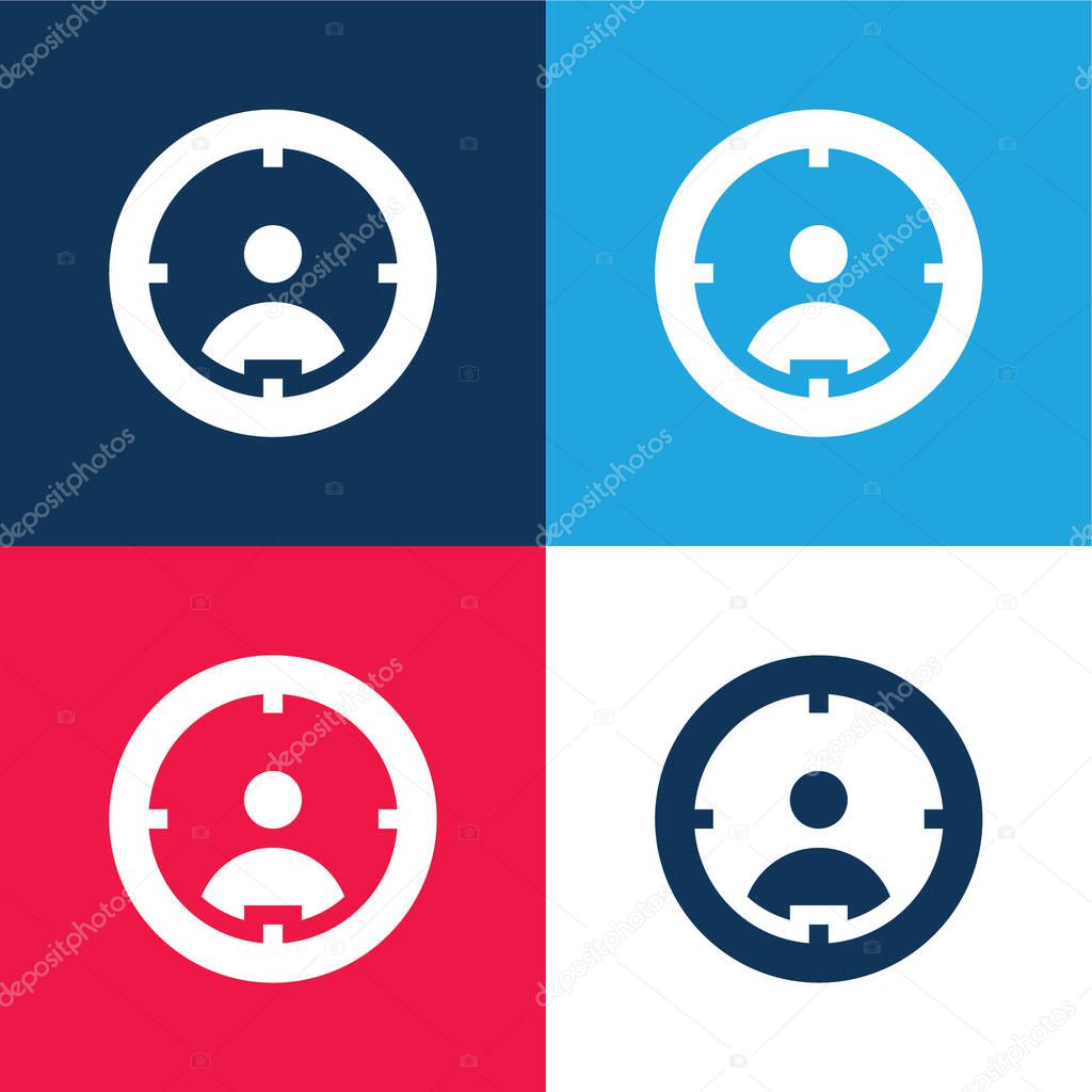 Aim blue and red four color minimal icon set