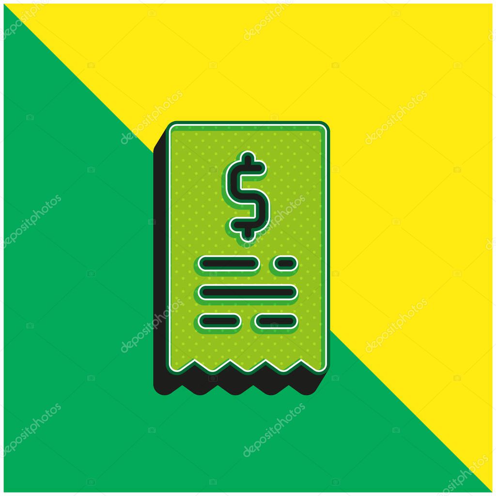 Bill Green and yellow modern 3d vector icon logo