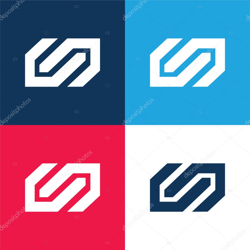 Barcelona Metro Logo blue and red four color minimal icon set