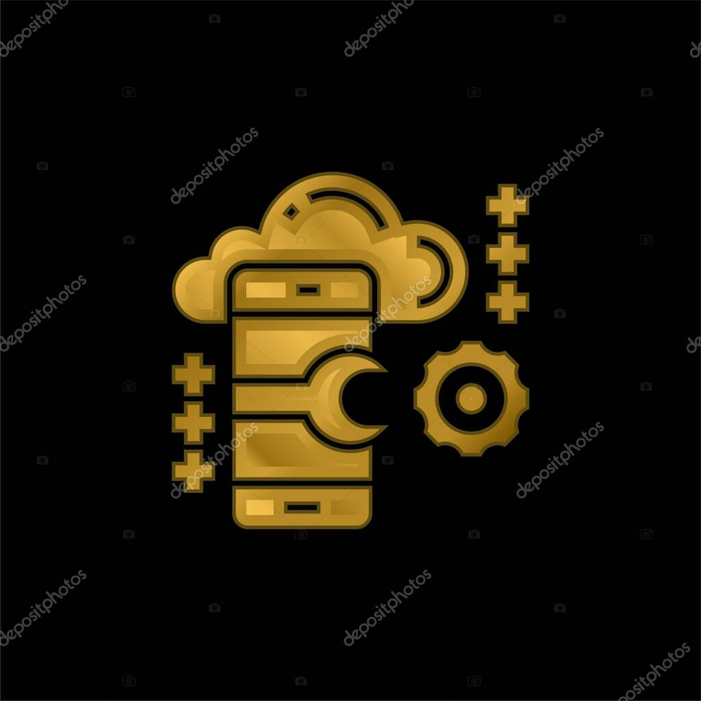 Application gold plated metalic icon or logo vector