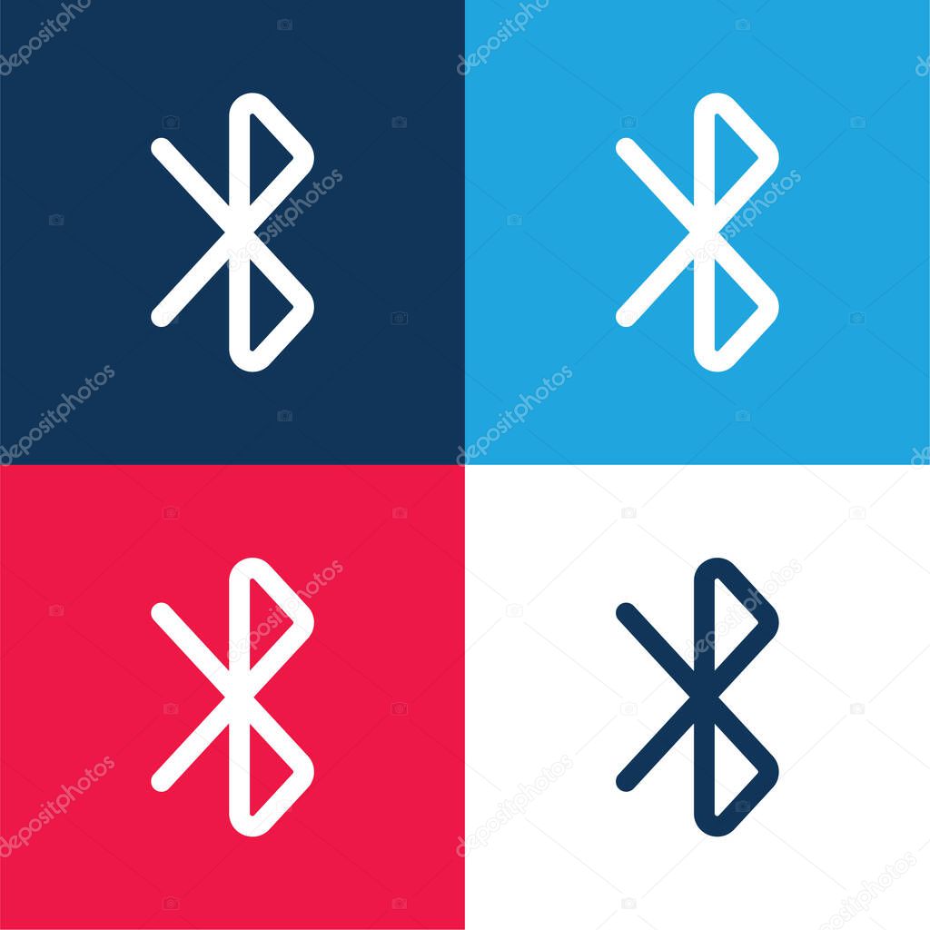 Bluetooth Sign blue and red four color minimal icon set