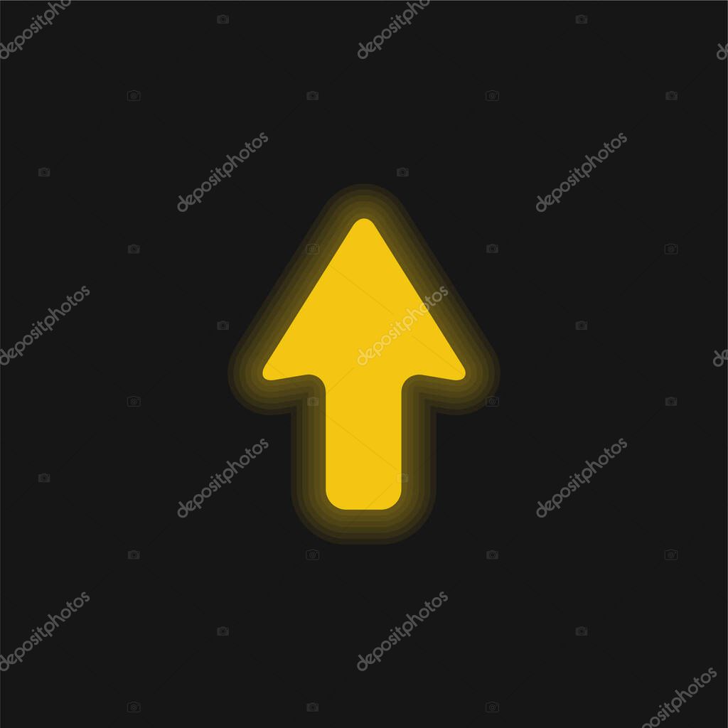 Arrow Up yellow glowing neon icon