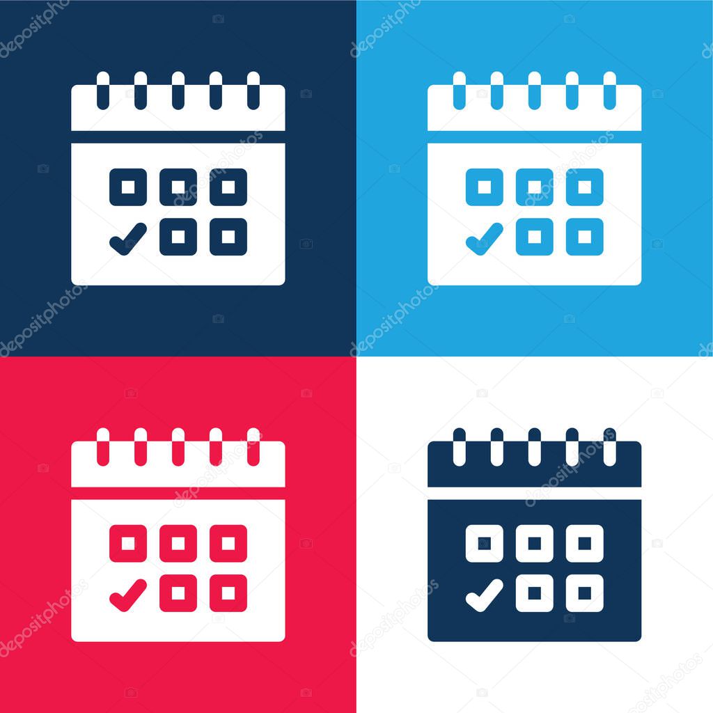 Appointment blue and red four color minimal icon set