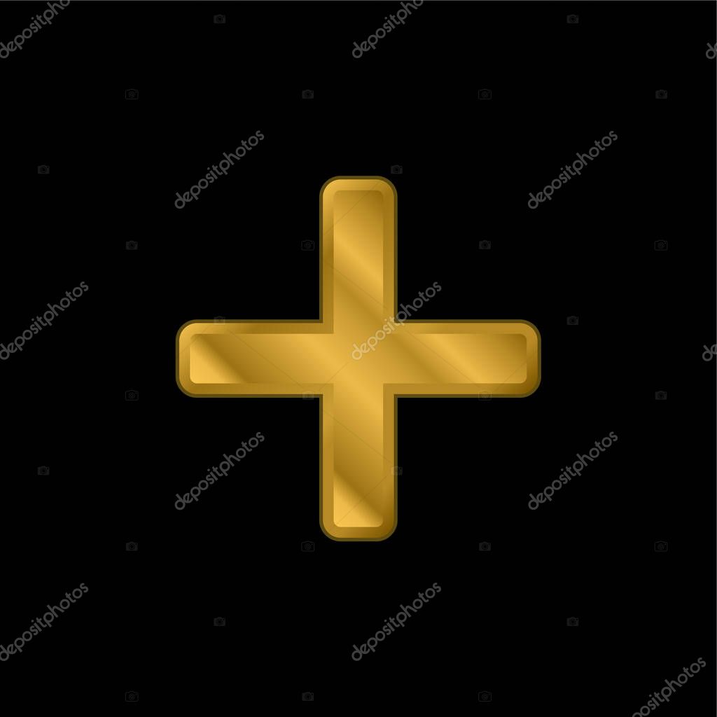 Add gold plated metalic icon or logo vector