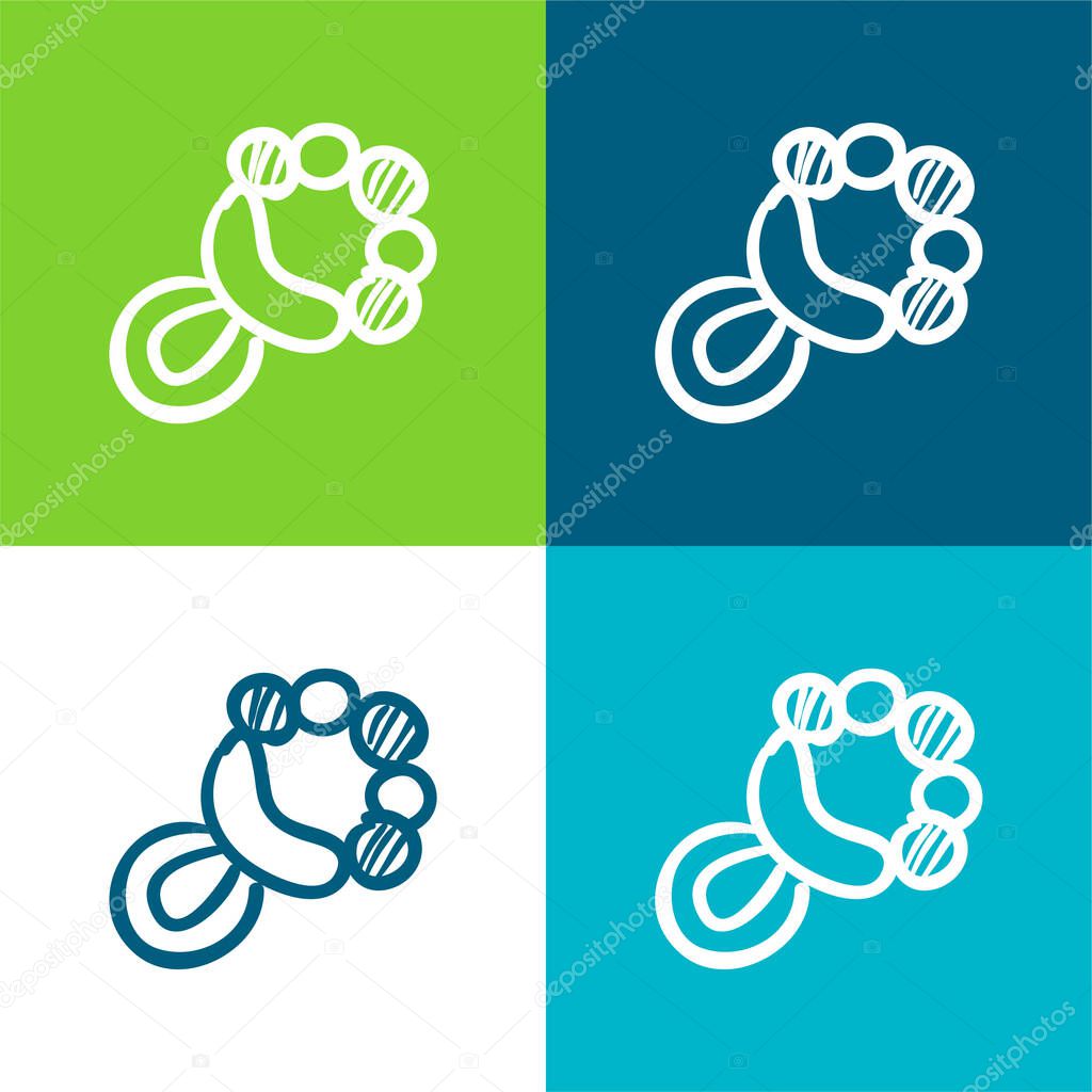 Baby Rattle Musical Tool Flat four color minimal icon set