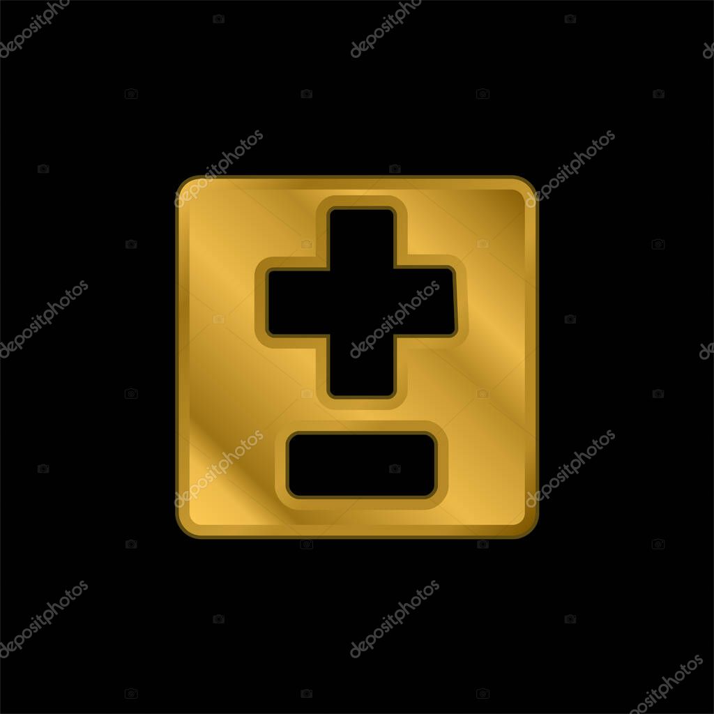 Add And Subtract Symbols gold plated metalic icon or logo vector