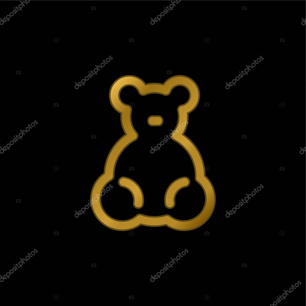 Baby Bear Toy gold plated metalic icon or logo vector