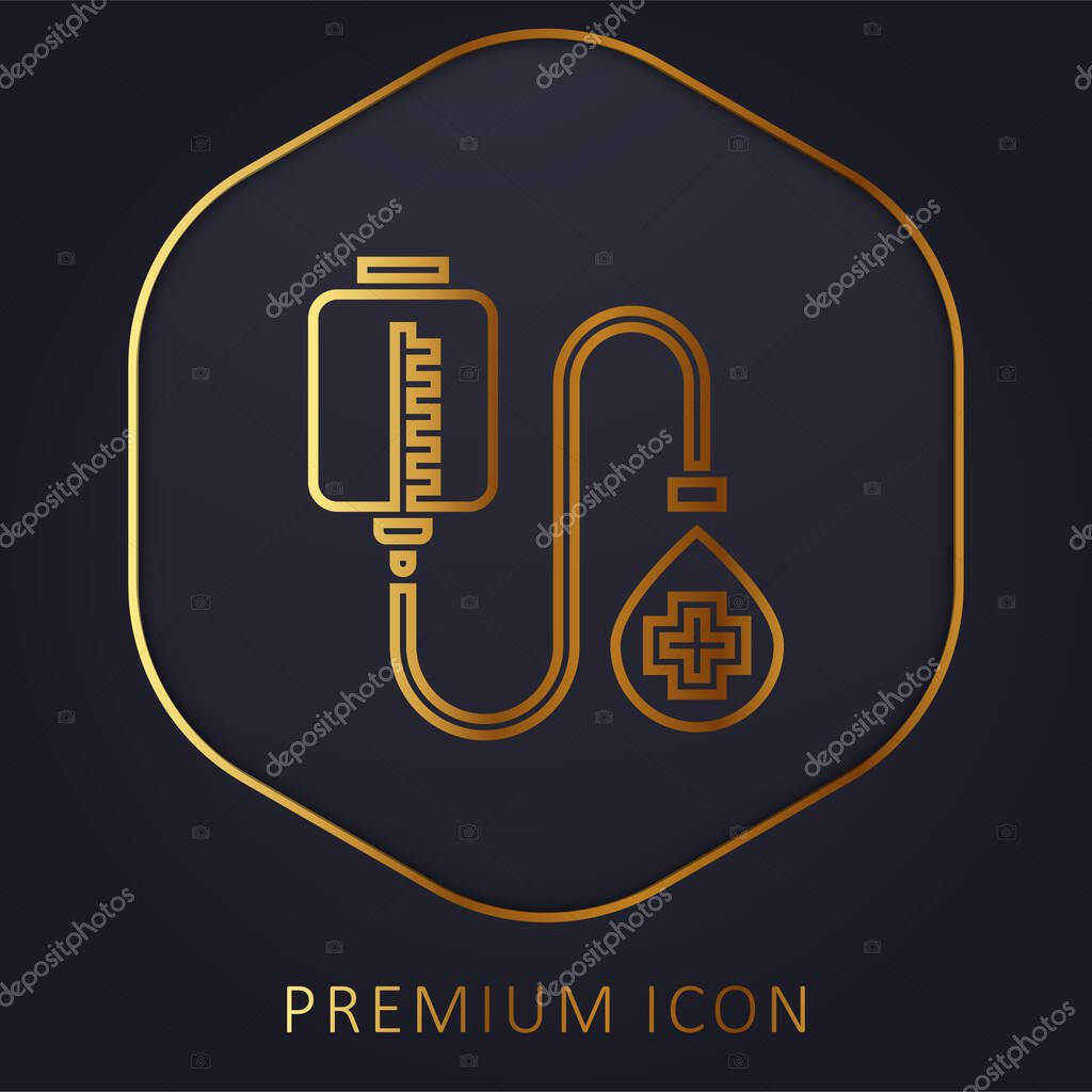 Blood Donation golden line premium logo or icon