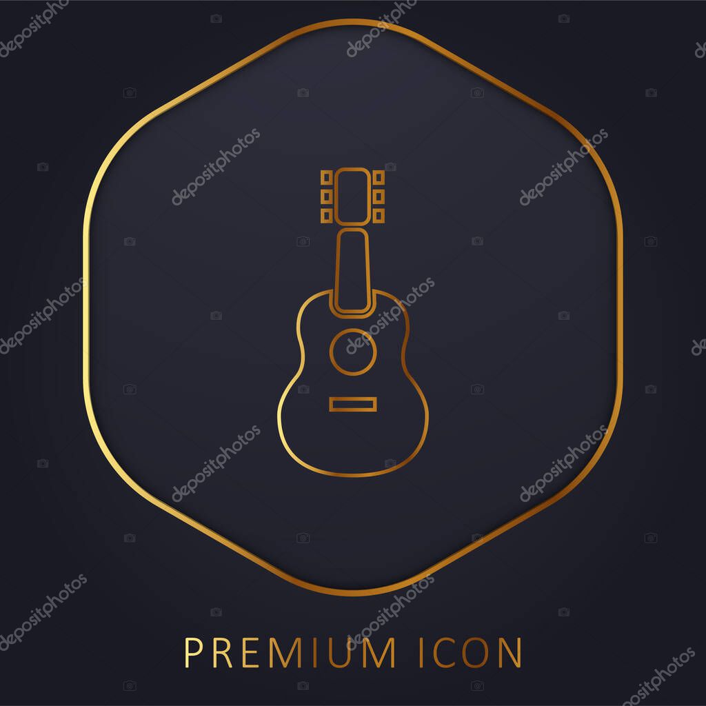Acoustic Guitar golden line premium logo or icon