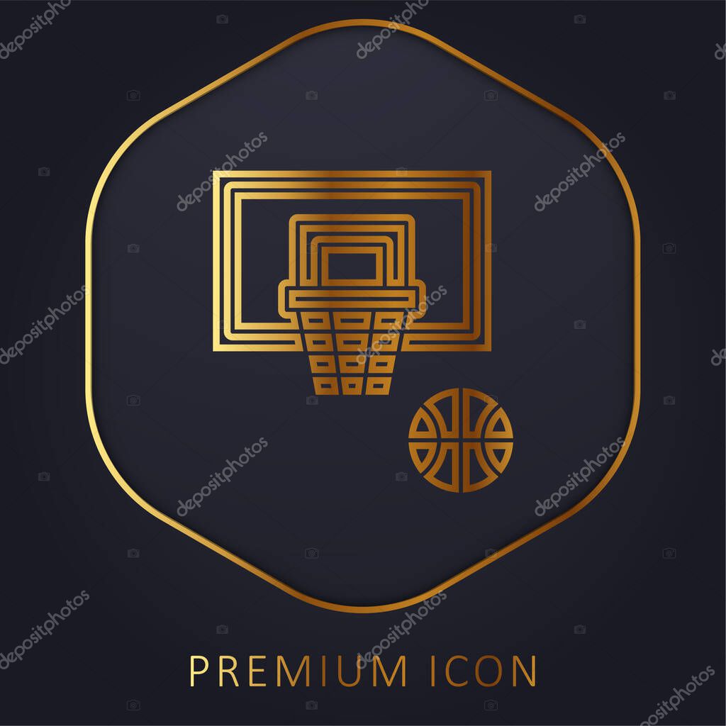 Basketball golden line premium logo or icon