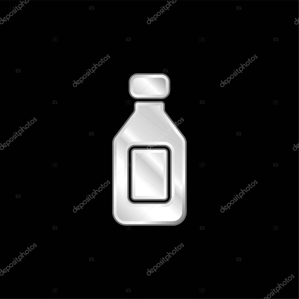 Bottle silver plated metallic icon