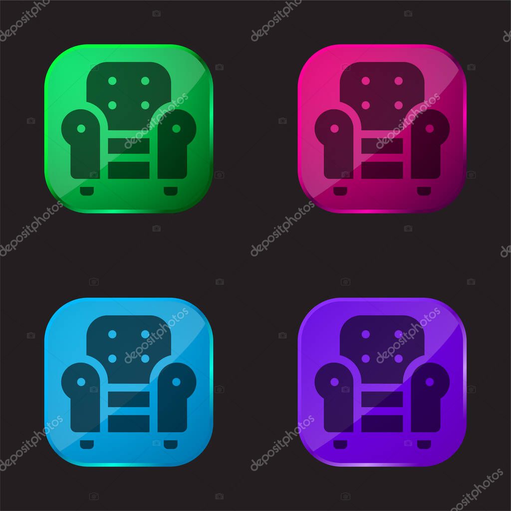 Armchair four color glass button icon