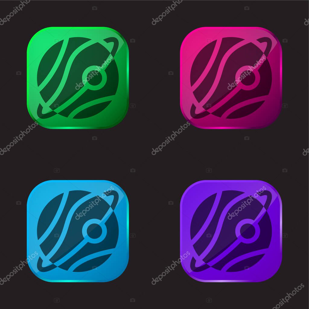 Astronomy four color glass button icon