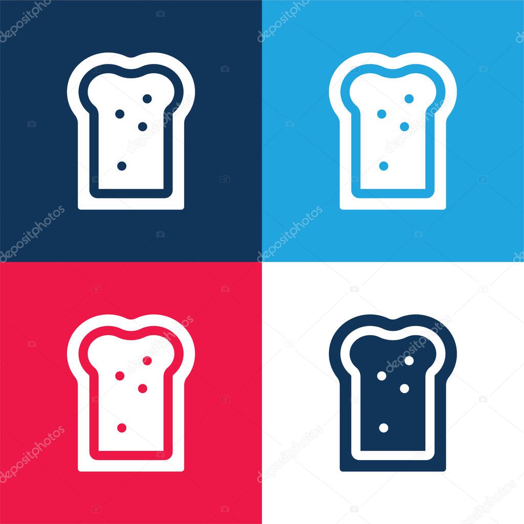 Bread blue and red four color minimal icon set
