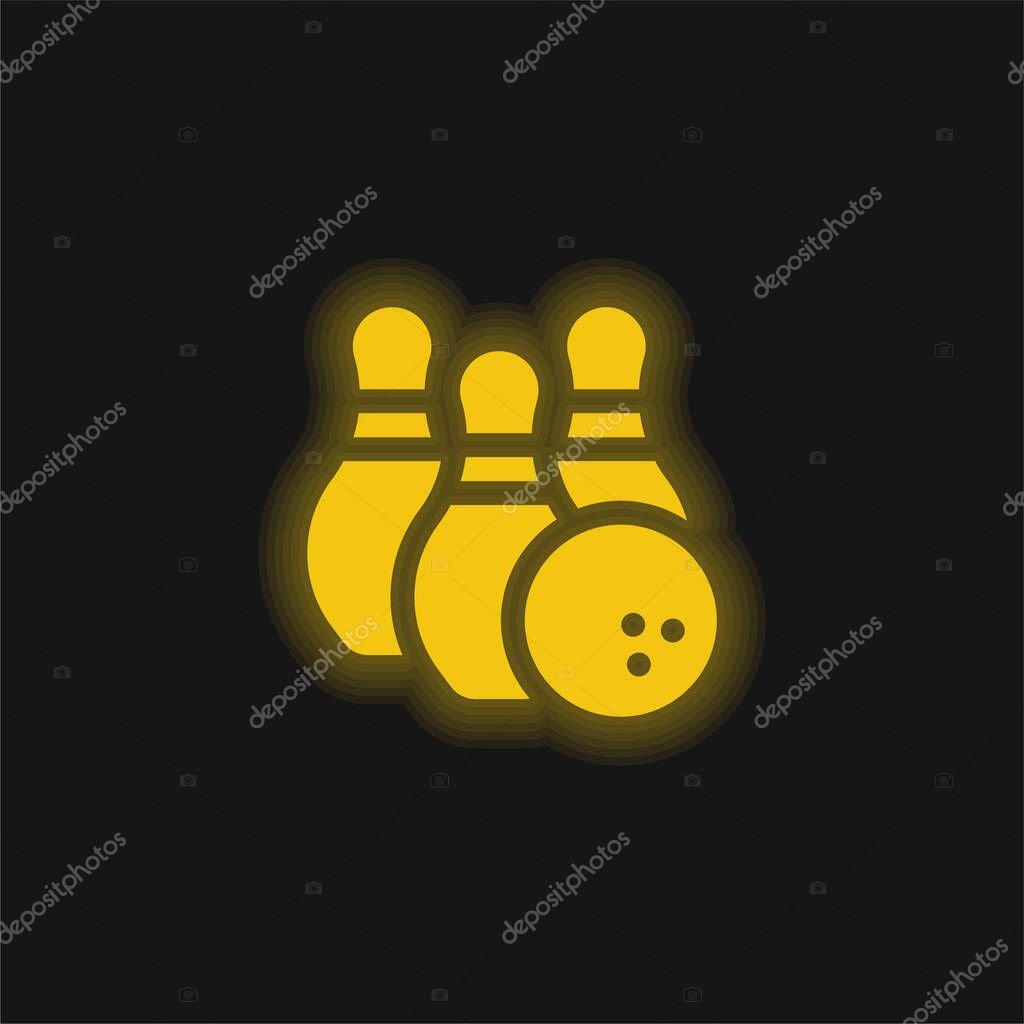 Bowling yellow glowing neon icon