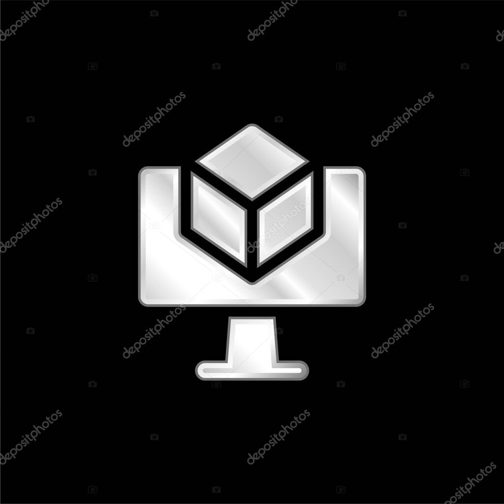 3d silver plated metallic icon