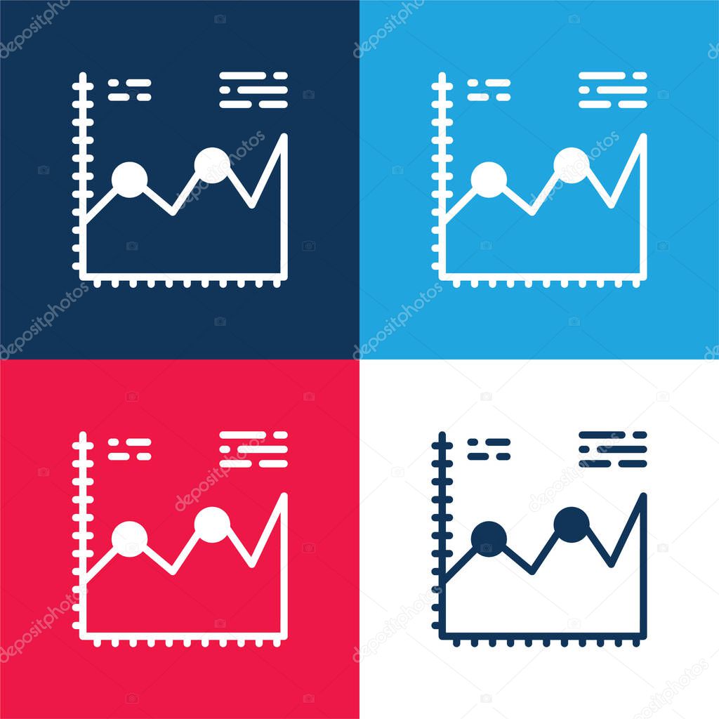 Analytics blue and red four color minimal icon set