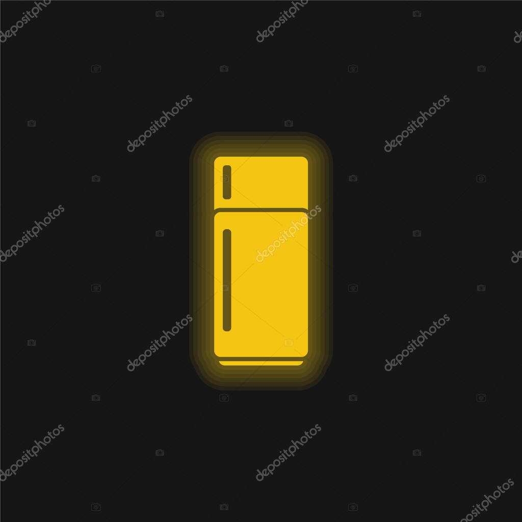 Big Refrigerator yellow glowing neon icon
