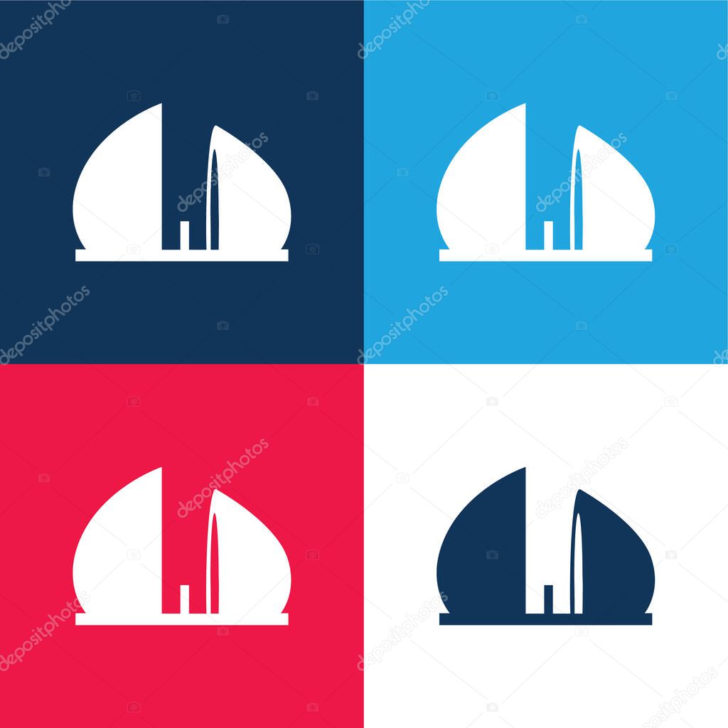 Al Shaheed Monument Of Iraq blue and red four color minimal icon set