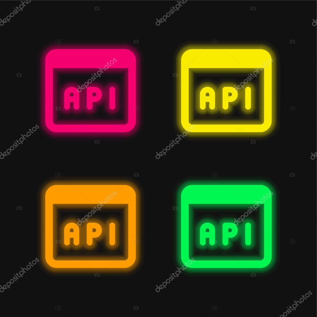 Application four color glowing neon vector icon