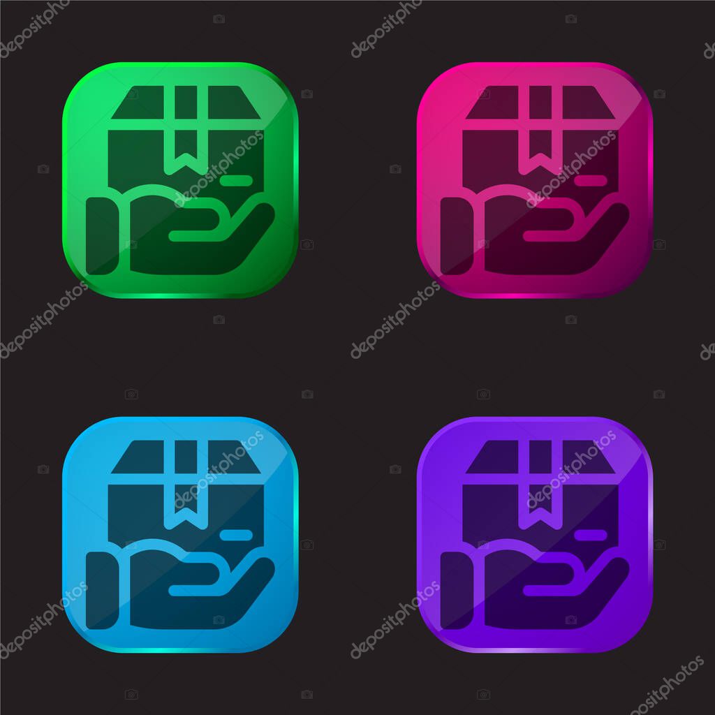 Box four color glass button icon