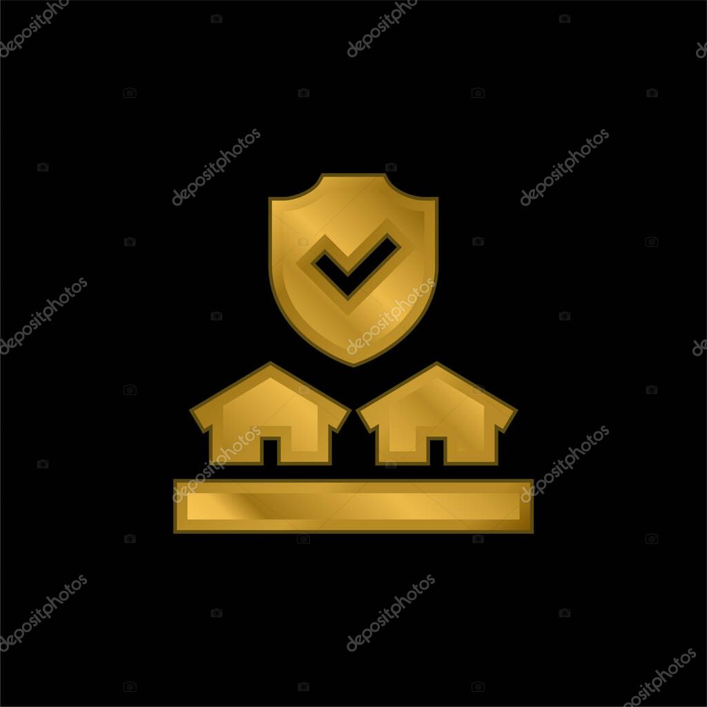 Auction gold plated metalic icon or logo vector