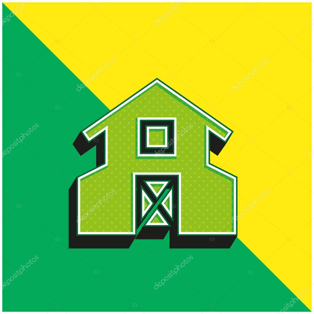 Barn Green and yellow modern 3d vector icon logo
