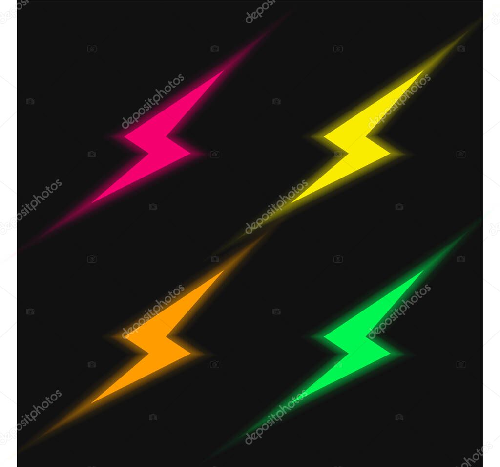 Bolt four color glowing neon vector icon