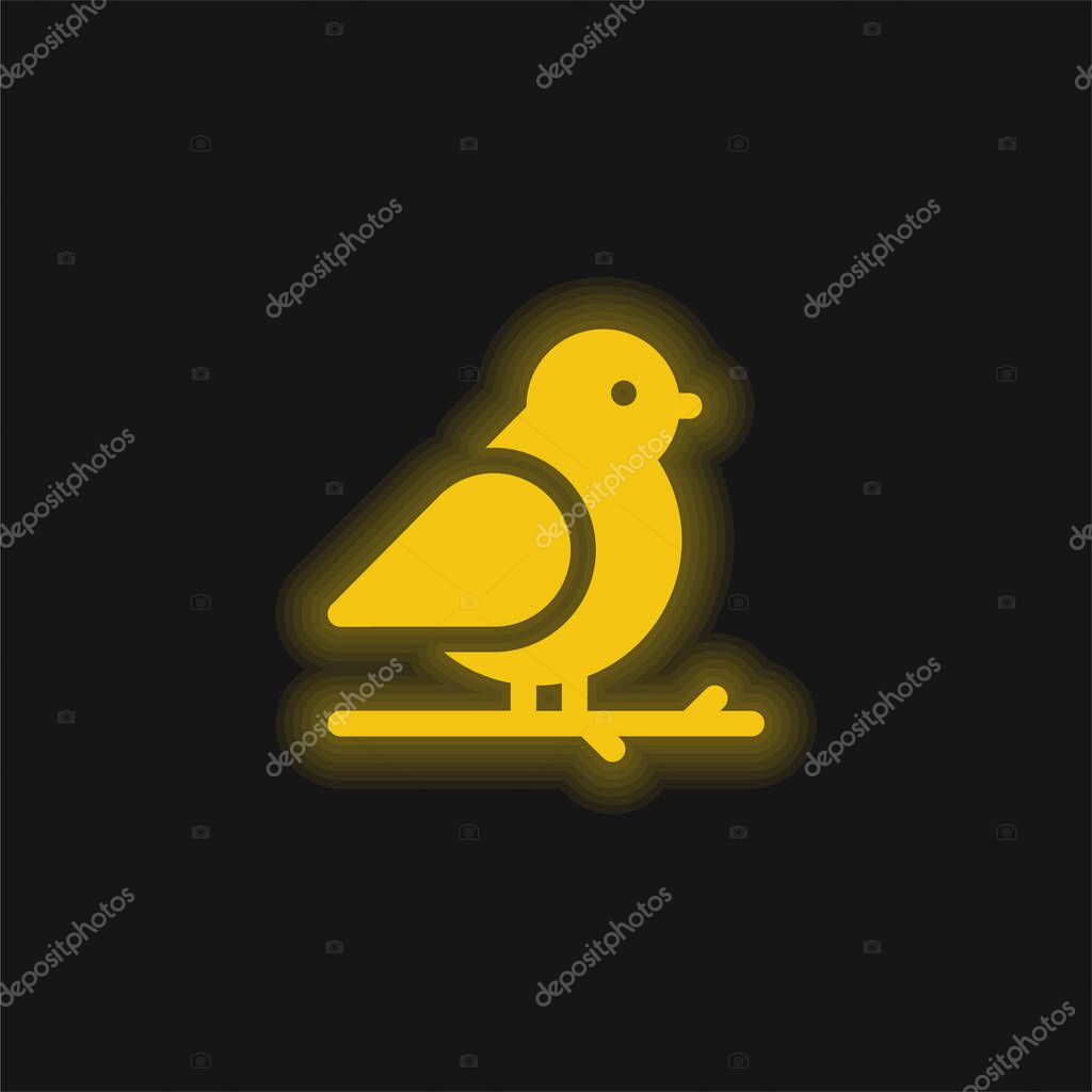 Bird yellow glowing neon icon